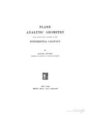 Cover of: Plane analytic geometry: with introductory chapters on the differential calculus