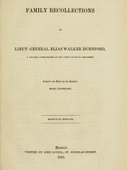 Cover of: Family recollections of Lieut. General Elias Walker Durnford. by Mary Durnford