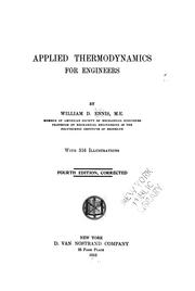 Cover of: Applied thermodynamics for engineers