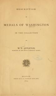 Cover of: Description of medals of Washington in the collection of W.S. Appleton.