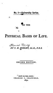 Cover of: On the physical basis of life.