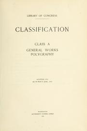 Cover of: Classification. Class A: General works, polygraphy.