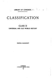 Classification by Library of Congress. Classification Division.