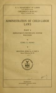 Cover of: Administration of child labor laws.
