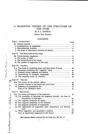 Cover of: A magneton theory of the structure of the atom: (with two plates)