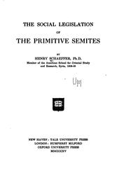 Cover of: The social legislation of the primitive Semites
