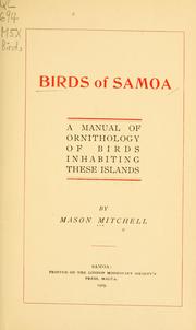 Cover of: Birds of Samoa: a manual of ornithology of birds inhabiting these islands