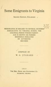 Cover of: Some emigrants to Virginia. by Stanard, William Glover, Stanard, William Glover