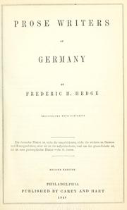 Prose writers of Germany by Hedge, Frederic Henry