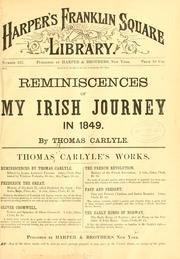 Cover of: Reminiscences of my Irish journey in 1849. by Thomas Carlyle