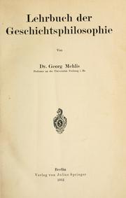 Cover of: Lehrbuch der geschichtsphilosophie