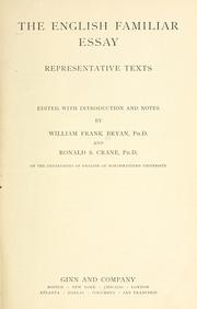 Cover of: The English familiar essay by William Frank Bryan