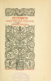 Cover of: Petrarch: and other essays