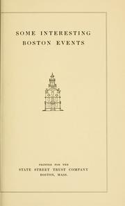 Cover of: Some interesting Boston events.