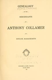 Genealogy of the descendants of Anthony Collamer of Scituate, Massachusetts by Charles Hatch