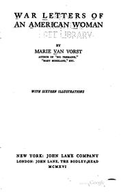 Cover of: War letters of an American woman