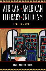 Cover of: Critical Essays on American Literature Series - African-American Literary Criticism, 1773-2000 by Hazel Arnett Ervin