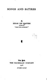 Cover of: Songs and satires by Edgar Lee Masters