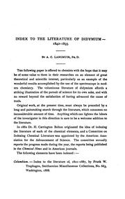 Index to the literature of didymium 1842-1893 by Langmuir, Arthur Comings