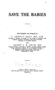 Cover of: Save the babies. by Holt, L. Emmett