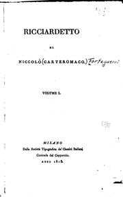 Cover of: Ricciardetto di Nicolo Carteromaco [pseud.]
