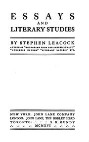 Cover of: Essays and literary studies by Stephen Leacock