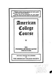 Cover of: American college course.