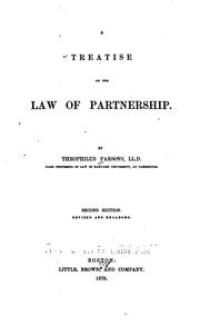 Cover of: A treatise on the law of partnership. by Parsons, Theophilus