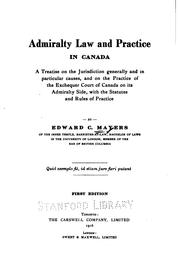 Cover of: Admiralty law and practice in Canada | E. C. Mayers