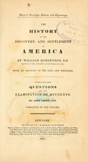Cover of: The history of the discovery and settlement of America by William Robertson