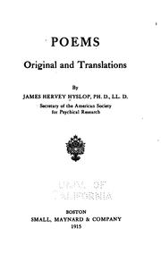 Cover of: Poems, original and translations