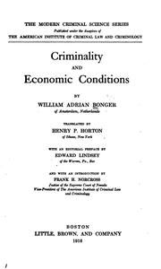 Cover of: Criminality and economic conditions