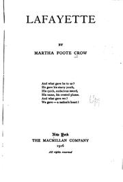 Cover of: Lafayette by Martha Foote Crow
