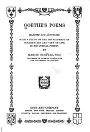 Cover of: Goethe's poems by Johann Wolfgang von Goethe