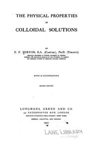 Cover of: The physical properties of colloidal solutions