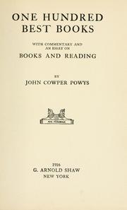 Cover of: One hundred best books by Theodore Francis Powys