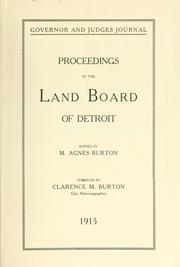 Cover of: Governor and judges journal by Michigan. Commission on land titles.
