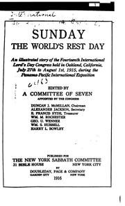 Cover of: Sunday the world's rest day by International congress on Sunday rest (14th 1915 Oakland, Cal.)