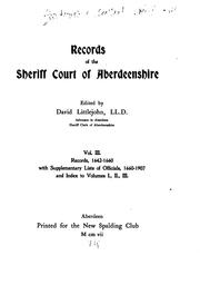 Cover of: Records of the Sheriff Court of Aberdeenshire by Aberdeenshire (Scotland). Sheriff Court.