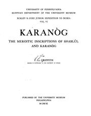 Cover of: Karanòg: the Meroitic inscriptions of Shablûl and Karanòg