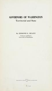 Cover of: Governors of Washington, territorial and state