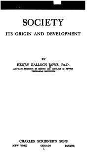 Cover of: Society by Henry Kalloch Rowe, Henry Kalloch Rowe