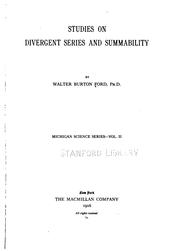 Cover of: Studies on divergent series and summability by Walter Burton Ford