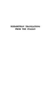 Cover of: Elizabethan translations from the Italian