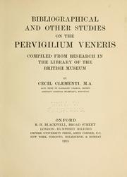 Cover of: Bibliographical and other studies on the Pervigilium Veneris by Cecil Clementi