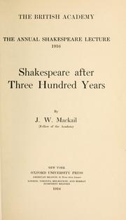 Cover of: Shakespeare after three hundred years