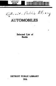 Cover of: Automobiles: selected list of books.