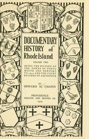 Documentary history of Rhode Island by Howard M. Chapin