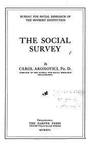 Cover of: The social survey by Carol Aronovici