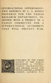 Cover of: International government by Leonard Woolf